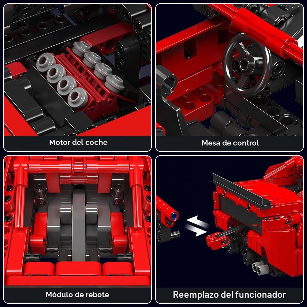 Mould King 15080 Juego de Construcción de Autos de Tracción Trasera Bloques de Construcción Modelo de Coche Deportivo Kits de Construcción de Automóviles Coleccionables para Niños Fanáticos