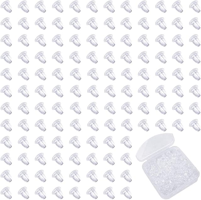 Anruyi 600Pcs Plastic Earring Backs Stoppers, 5x4mm Rubber Earring Backs with Storage Box for Jewellery-Making Accessories
