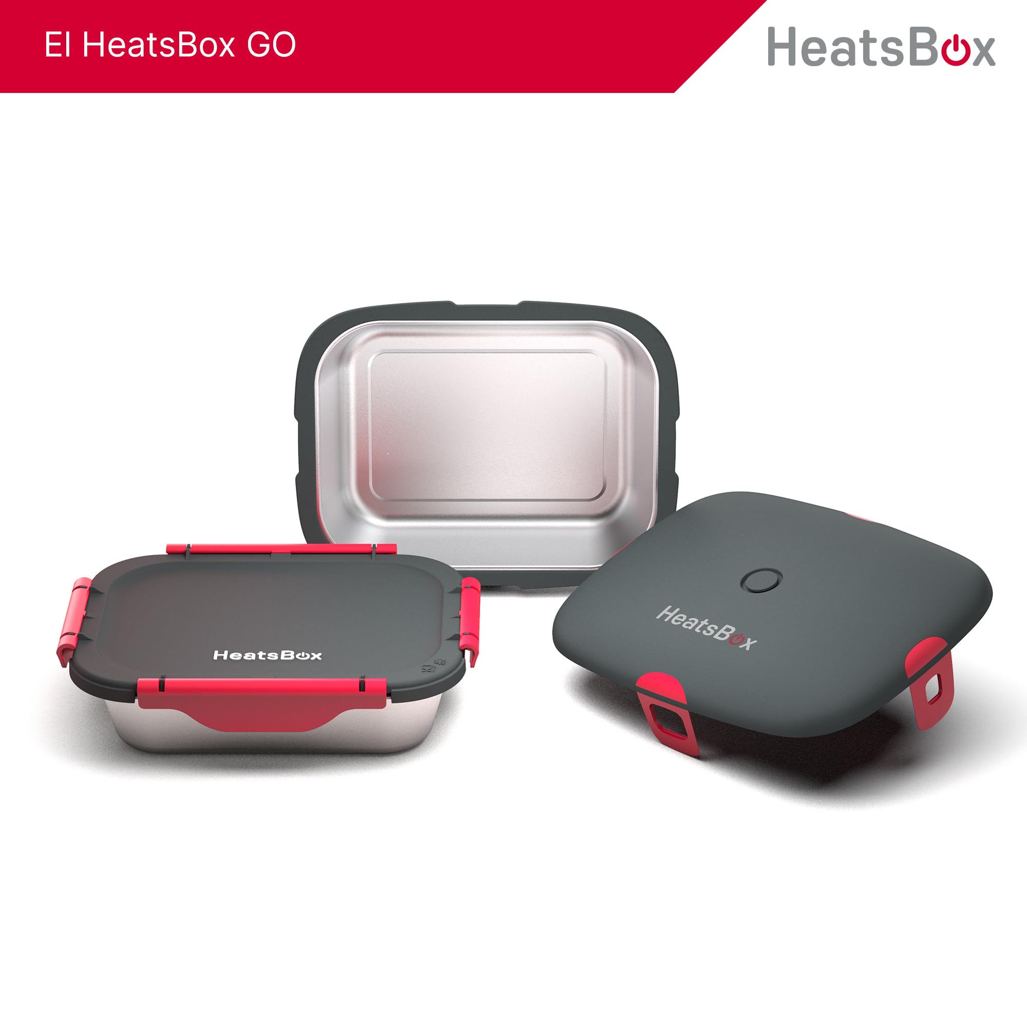 Faitron HeatsBox Go - Fiambrera Eléctrica para Calentar Alimentos sin BPA, Con Aplicación Controlable, Batería Integrada, Fiambrera Termica de Acero Inoxidable a Prueba de Fugas (925 ml), 100 W