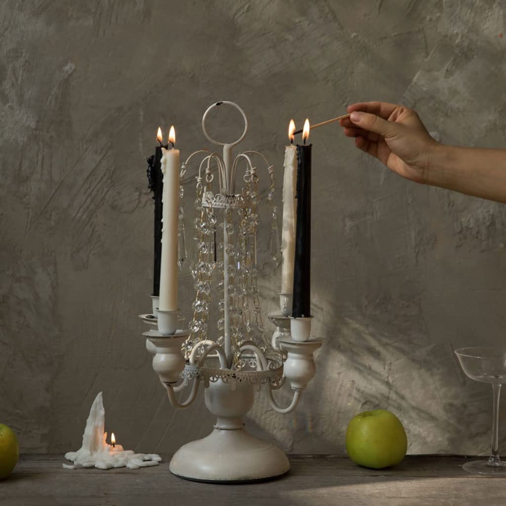 Candelabro nórdico Retro Blanco Puro con Colgante de Cristal para Mesa de Comedor, Ideal para Sala de Estar, Oficina y Banquetes.