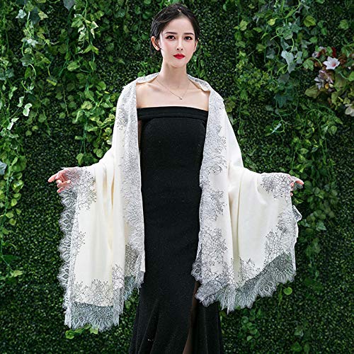 Pashmina écharpe grande taille wrap de fête à fleurs et poches intégrées