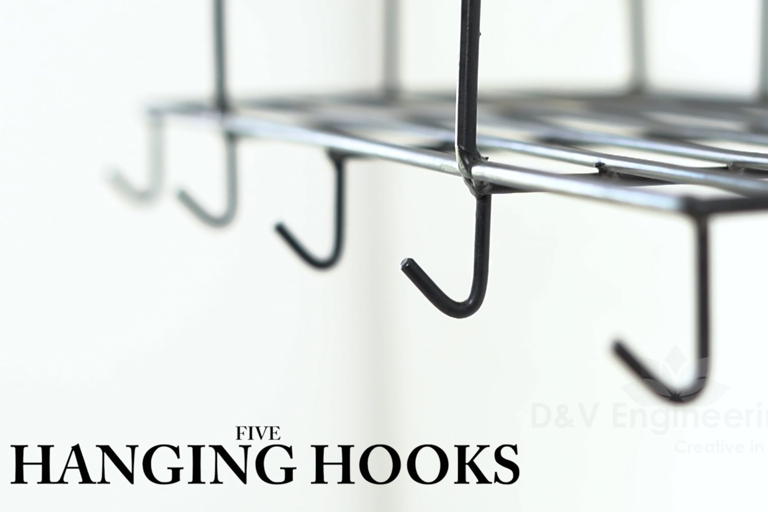 D&V Engineering Wall Mounted Kitchen Rack | Heavy Duty Metal Hanging Shelf Storage Organizer for Pots, Pans & Utensils | Holds Up to 20 kg | Simple Installation | Black 4