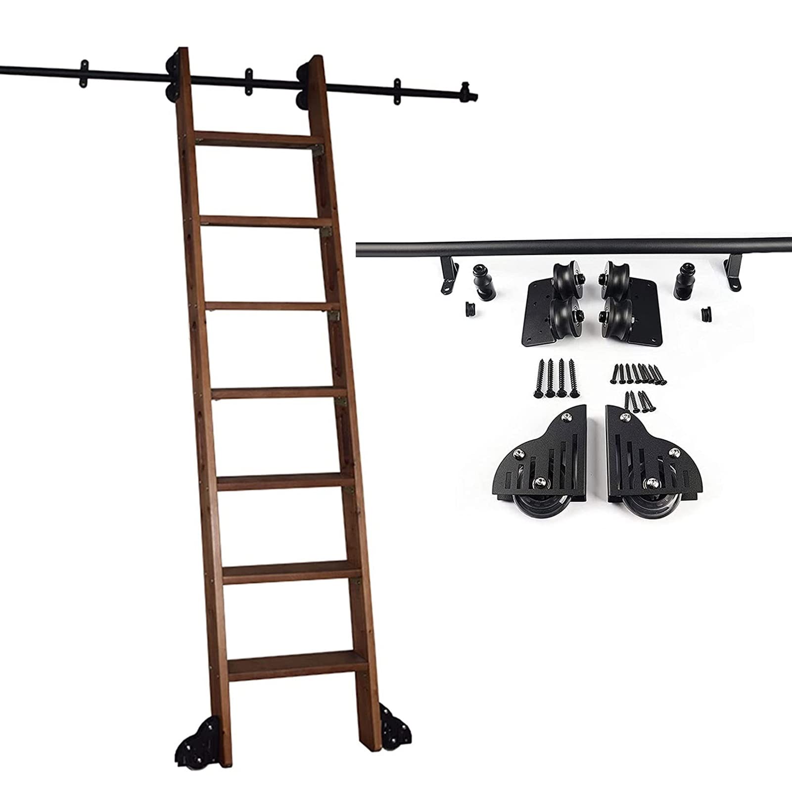 Kit de quincaillerie pour échelle coulissante de bibliothèque en acier noir de 3,3 à 20 pieds