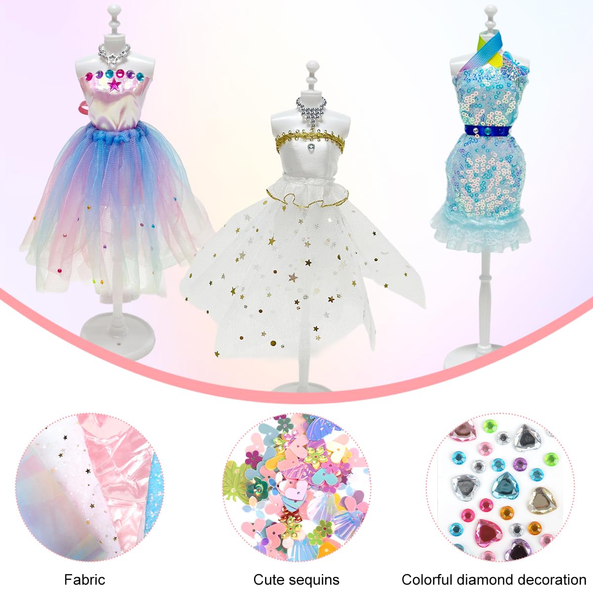 PATPAT® DIY Kids Sewing Kit Doll Set for Girls for Doll Clothes Includes Mini Mannequins, Assorted Charms, Craft Tools & Accessories, Hand Stitch Clothes Making Play Craft Kit for Girls 8-12 1