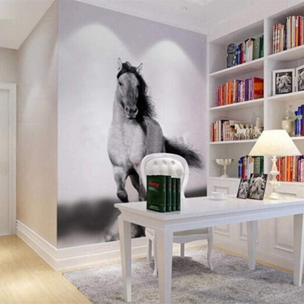 Papier peint mural cheval 3D style chinois pour créer un bureau propice à l'étude