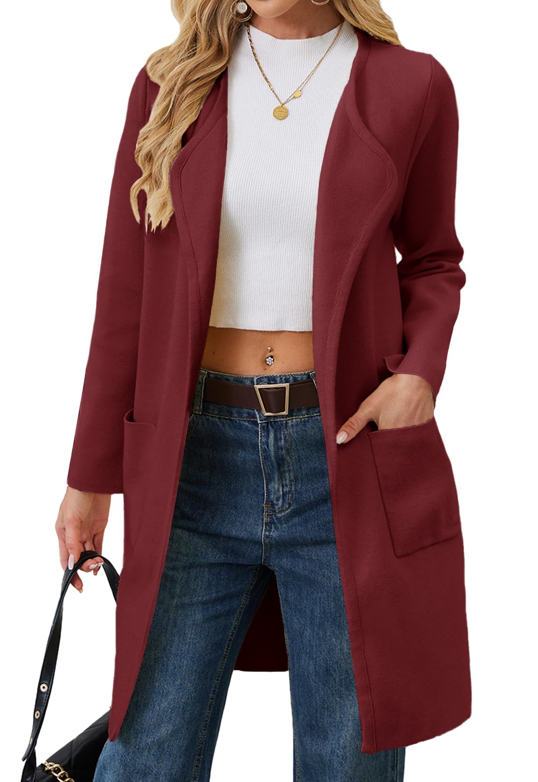 Alaster Queen Womens Open Front Fall Cardigan Long Sweater Knit Winter Coatigan Jacket Cardigan Coats with Pockets