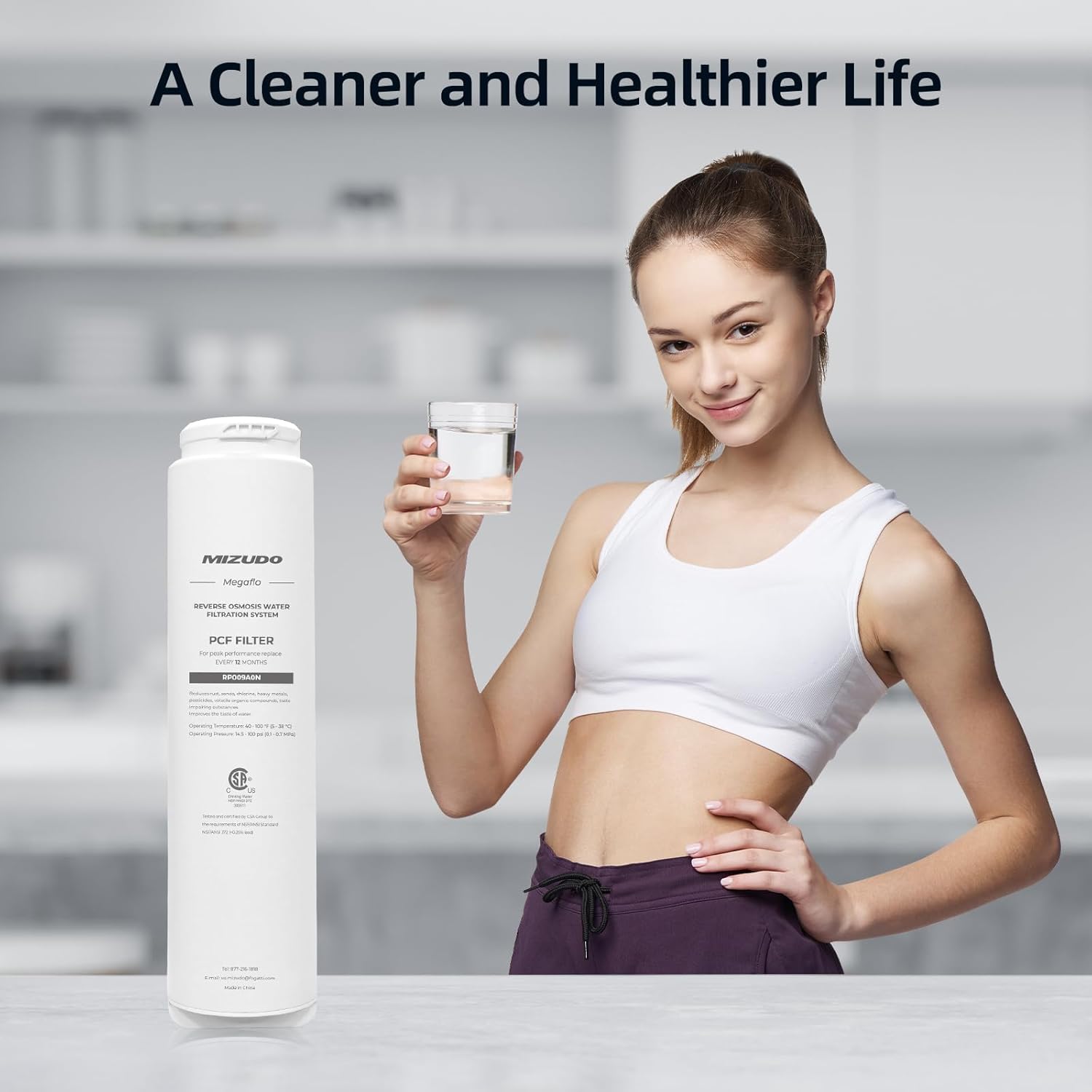 [Bundle] Mizudo Smart WiFi 1000GPD RO Water Filtration System with 2 PCF Filters, 9-Stage Tankless Reverse Osmosis Water Filter Under Sink