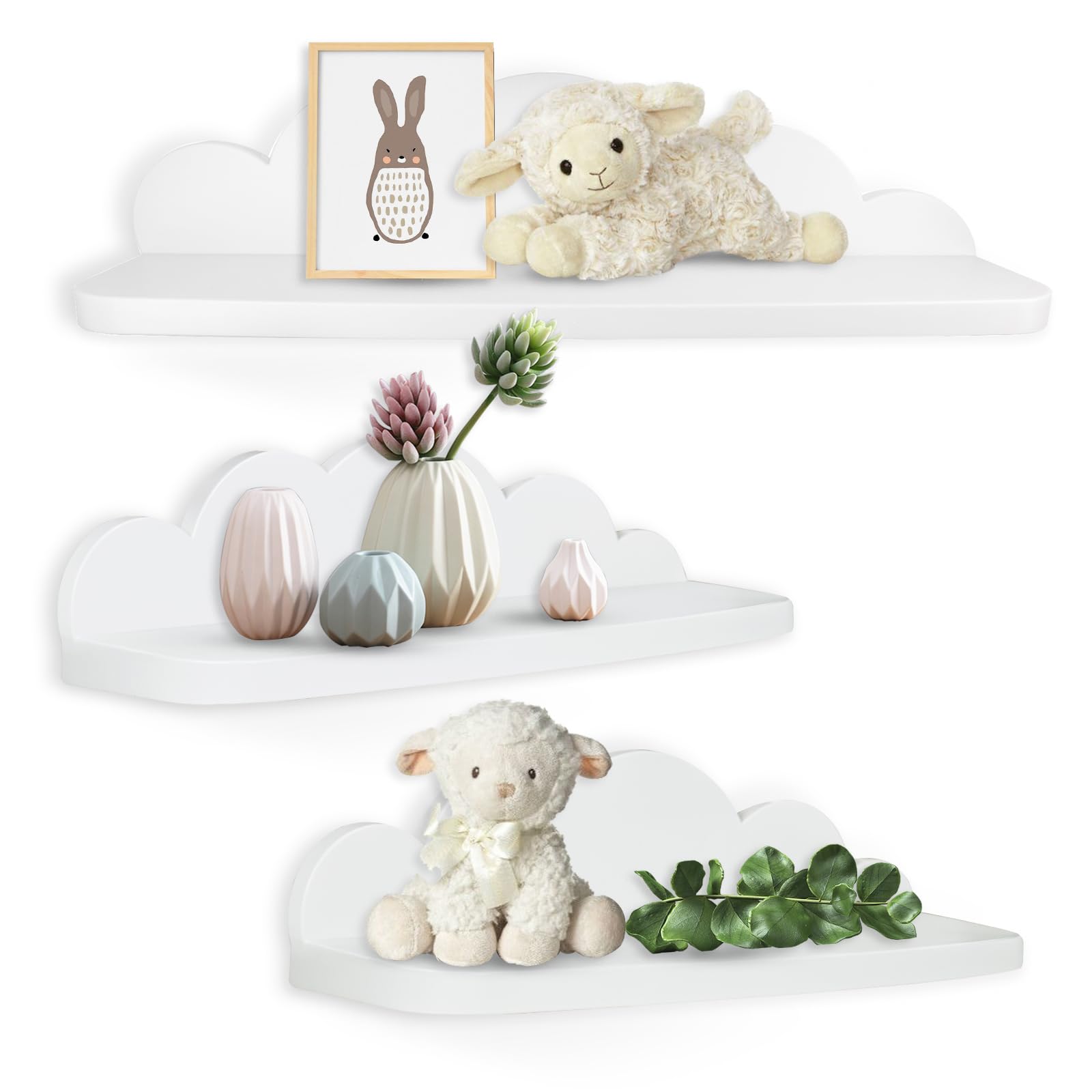 shepretty Cloud Wandregal Kinderzimmer – Modernes Wolkenregal aus hochwertigem ABS-Material, Schweberegal für Babyzimmer, Badezimmer, Küche & Wohnzimmer