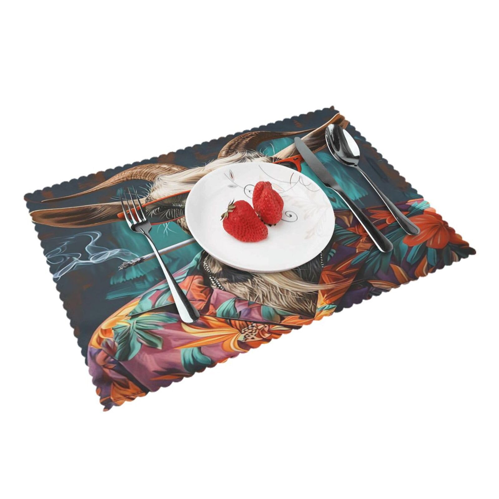Tropical Floral Pattern Placemats Set of 4 Print Table Mats Place Mats Table Decor for Kitchen Dining 12X18 in
