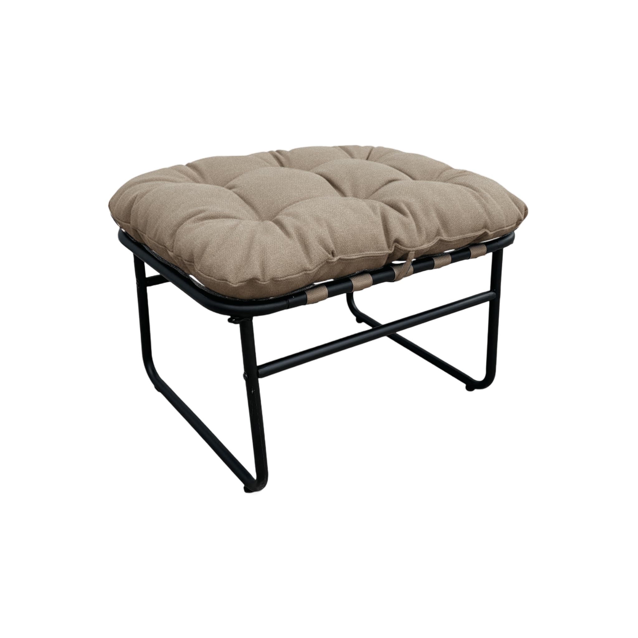 Rebecca Mobili Gepolsterter Fußhocker, Hellbraun, Stahl und Polyester, Modern - Maße HxBxT: 45 x 63 x 47 cm - Art. RE7307