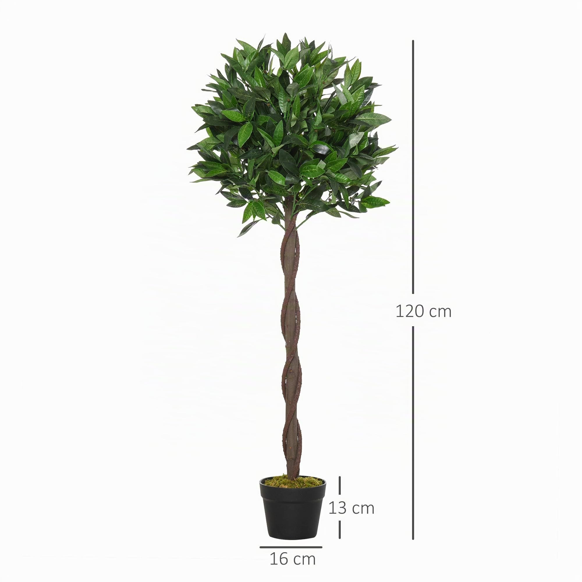 Outsunny Lot de 2 Lauriers Artificiels Topiaires 1,20H m - Noir Vert