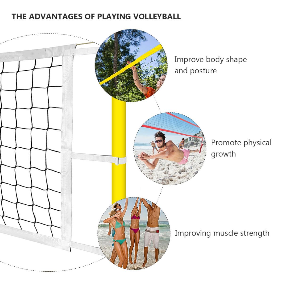 Outanaya Filet de Beach-Volley Standard de Compétition ’entraînement