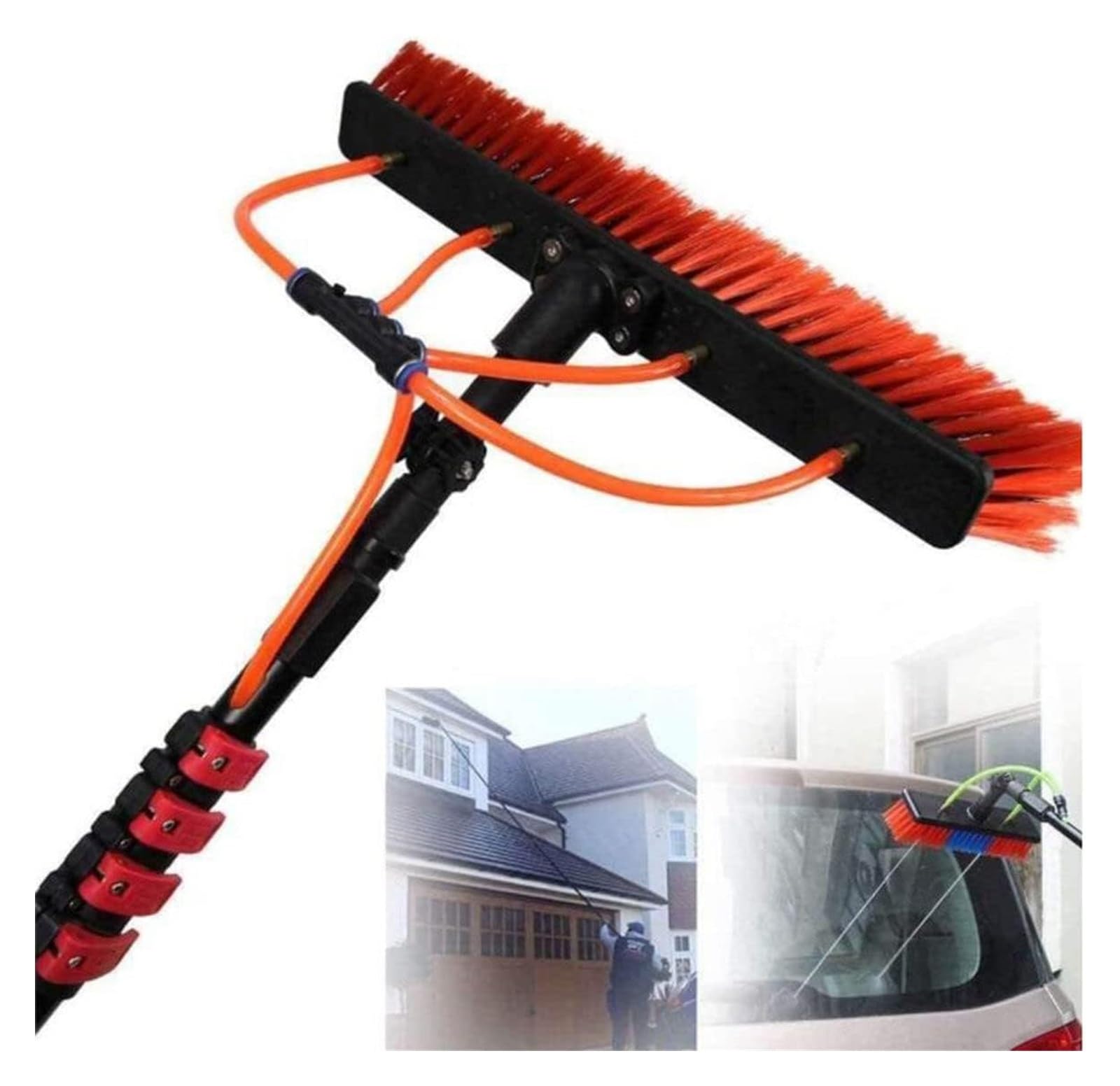 Kit de poste de limpieza de ventanas extensible de 30 pies, ligero y perfecto para limpiar ventanas y paneles solares sin esfuerzo en casa y en camiones