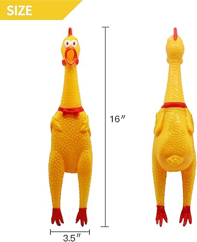 Miniatura 2 de Novelty Place Carga adicional Pollo de goma Squawking grande de 16 pulgadas pollo chirriante y gritando amarillo para niños o adultos