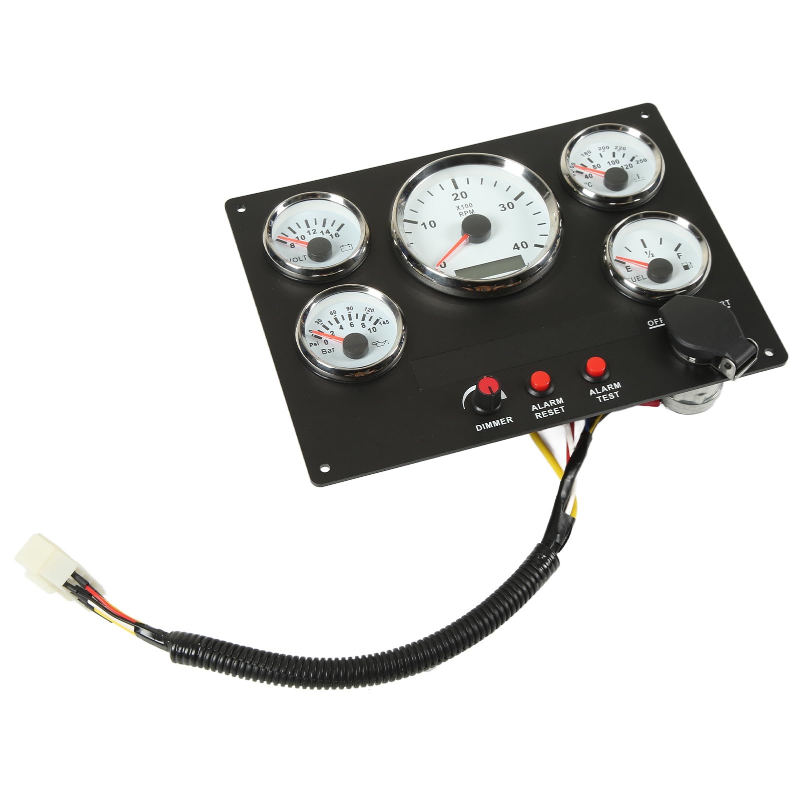 Pannello Strumenti per Barche 4000 Giri/min Contagiri Temperatura Carburante Misuratore Pressione Olio Voltmetro 5 Set Quadrante 0-4000 Giri/min 99999 9H con Pannello Strumenti per