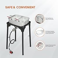 Vista 5 de Set de freidora de propano ROVSUN de 58,000 BTU con estufa de gas elevada, olla de freidora de aluminio de 18 cuartos, 2 canastos y termómetro