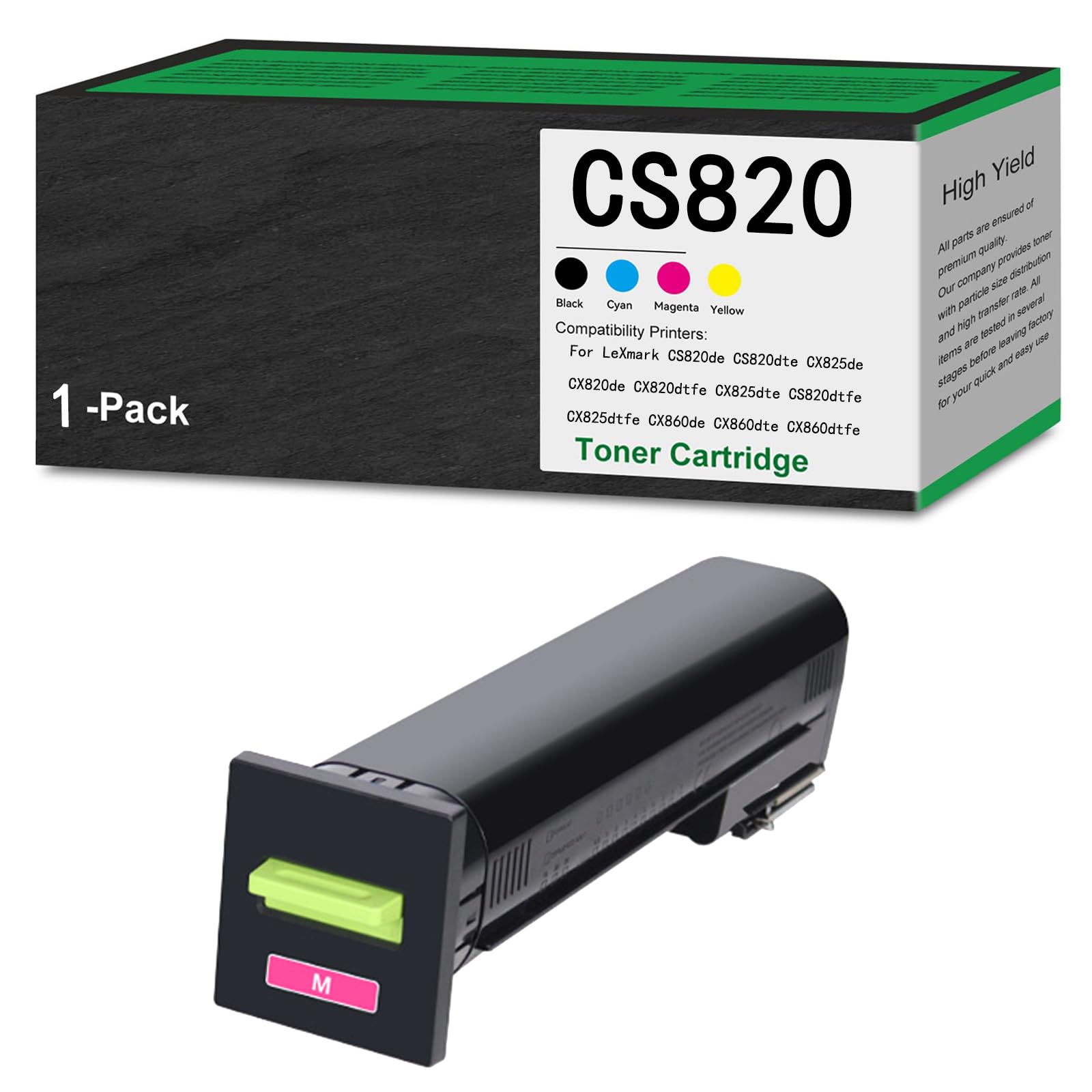 Zestaw wkładów z tonerem kolorowym CS820 (czarno-biały/niebieski/niebieski/żółty) kompatybilny z drukarkami wielofunkcyjnymi Lexmark CS820de CS820dte CS820dtfe CX820dtfe CX825de,Magenta-Regular Yield