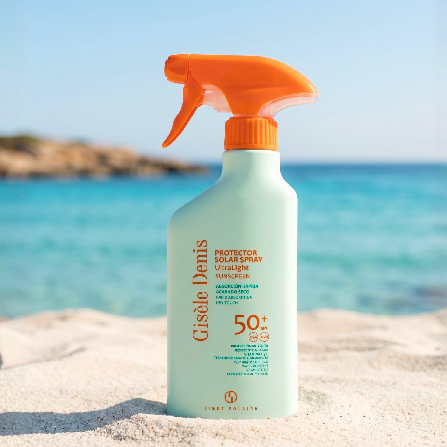 GISÈLE DENIS - Protezione solare spray ultra leggera, 300 ml, protezione FPS50+, crema solare, cura della pelle, assorbimento immediato e finitura asciutta, idrata la pelle, impermeabile