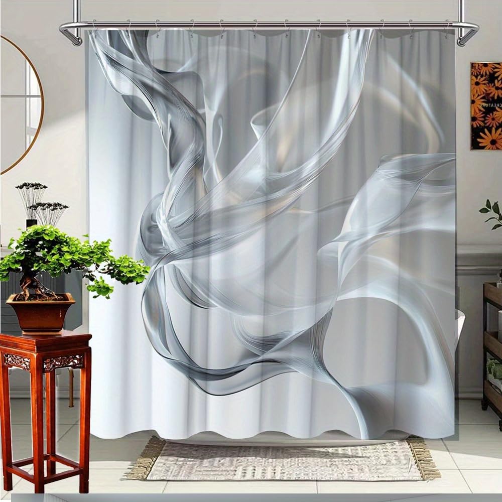 Rauchfarbener Duschvorhang mit 12 Haken,minimalistischer Duschvorhang fürs Badezimmer,modernes,maschinenwaschbares Badezimmerdekor aus Polyestergewebe (183 x 200 cm/72 x 79 Zoll (B x H)