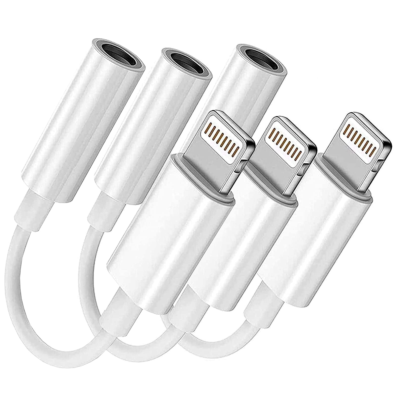 Belcompany [Apple MFi Certified] 3 Pack Lightning to 3.5 mm Headphone Jack Adapter, iPhone Aux Audio to 3.5 mm Jack Headphones Adapter for iPhone 14 13 12 11 XS XR X8 7 iPad, Support All iOS System