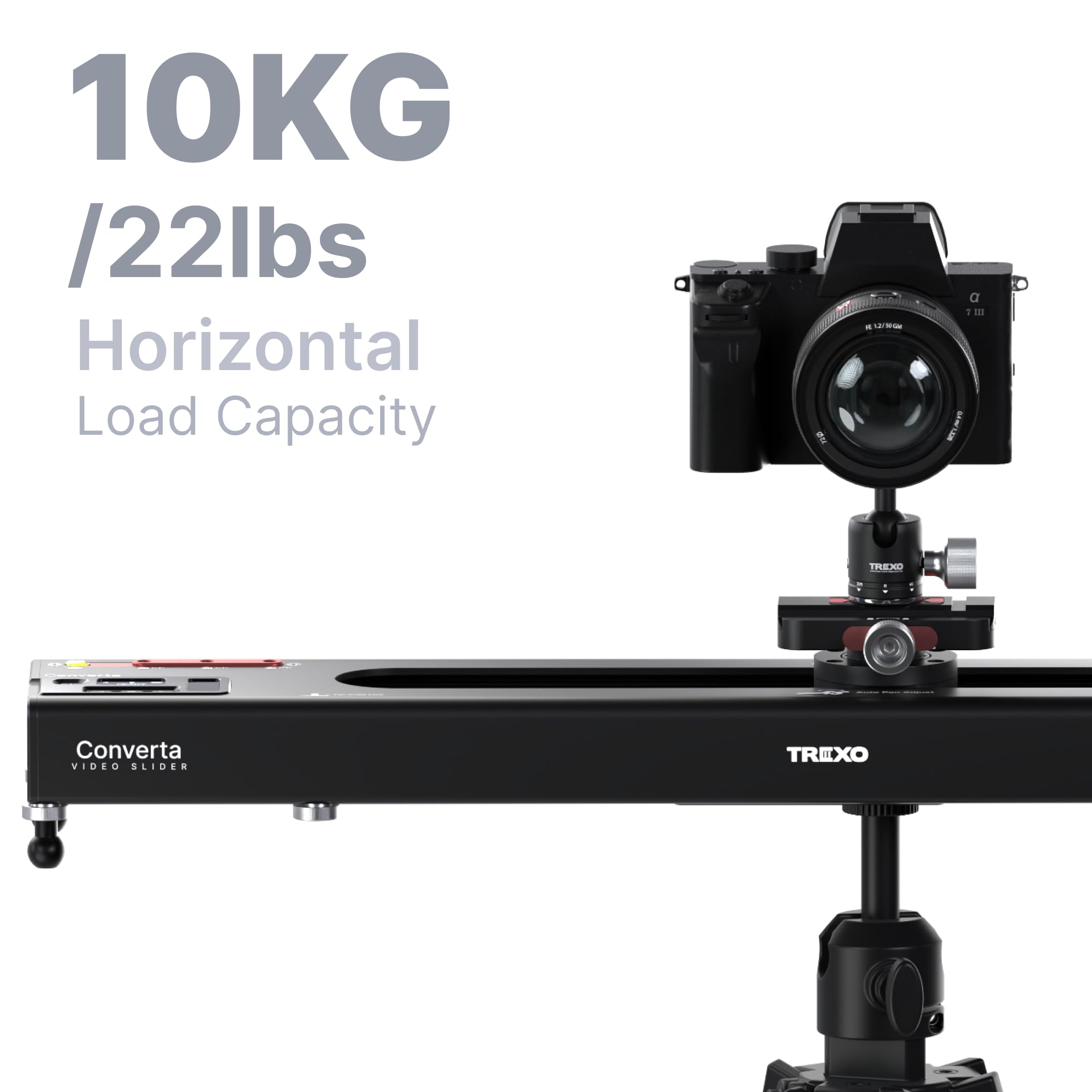 Trexo Converta Pro - AI-Powered Video Slider, Built-in Rotary Table, 90° Panoramic Shooting, Time-Lapse, Loop Mode, APP & Voice Control, Pro Camera Motion System (C600-60cm/23.6")
