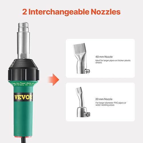 Miniatura 3 de VEVOR pistola de aire caliente para soldar plástico, pistola de aire caliente de 1600 W, pistola de soldadura de PVC TPO de vinilo con temperatura