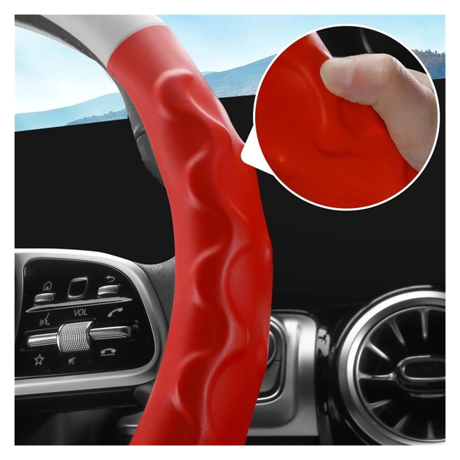 Funda para Volante De Coche Funda Volante Cuero Silicona Empalmada Agradable La Piel Cómoda Se Adapta A Volantes 14.5 A 15 Pulgadas Universal para Las Cuatro Estaciones Funda Volante Coche(Pink)