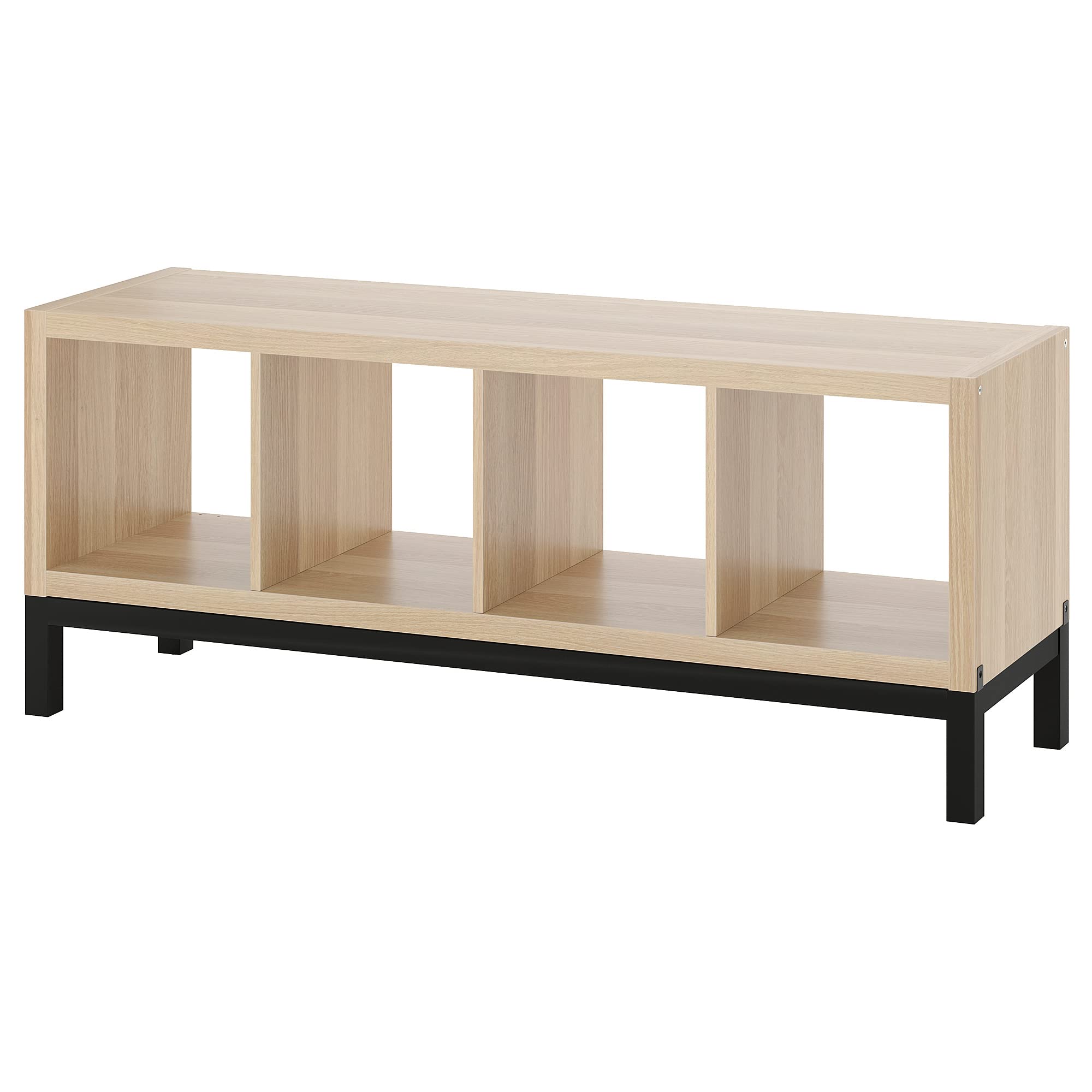 KALLAX Etagère avec piètement chêne teinté blanc noir 147x59 cm pour un salon design