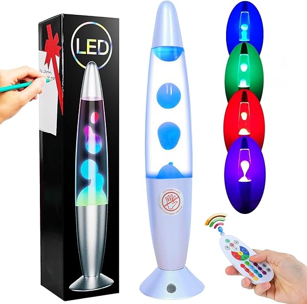 13.5" LED Liquid Motion Lamp-Versatile Remote Control for 17 Unique Color Transitions, Soothing Liquid Night Light, Perfect for Home Decor, Living Room, Office, Bedroom