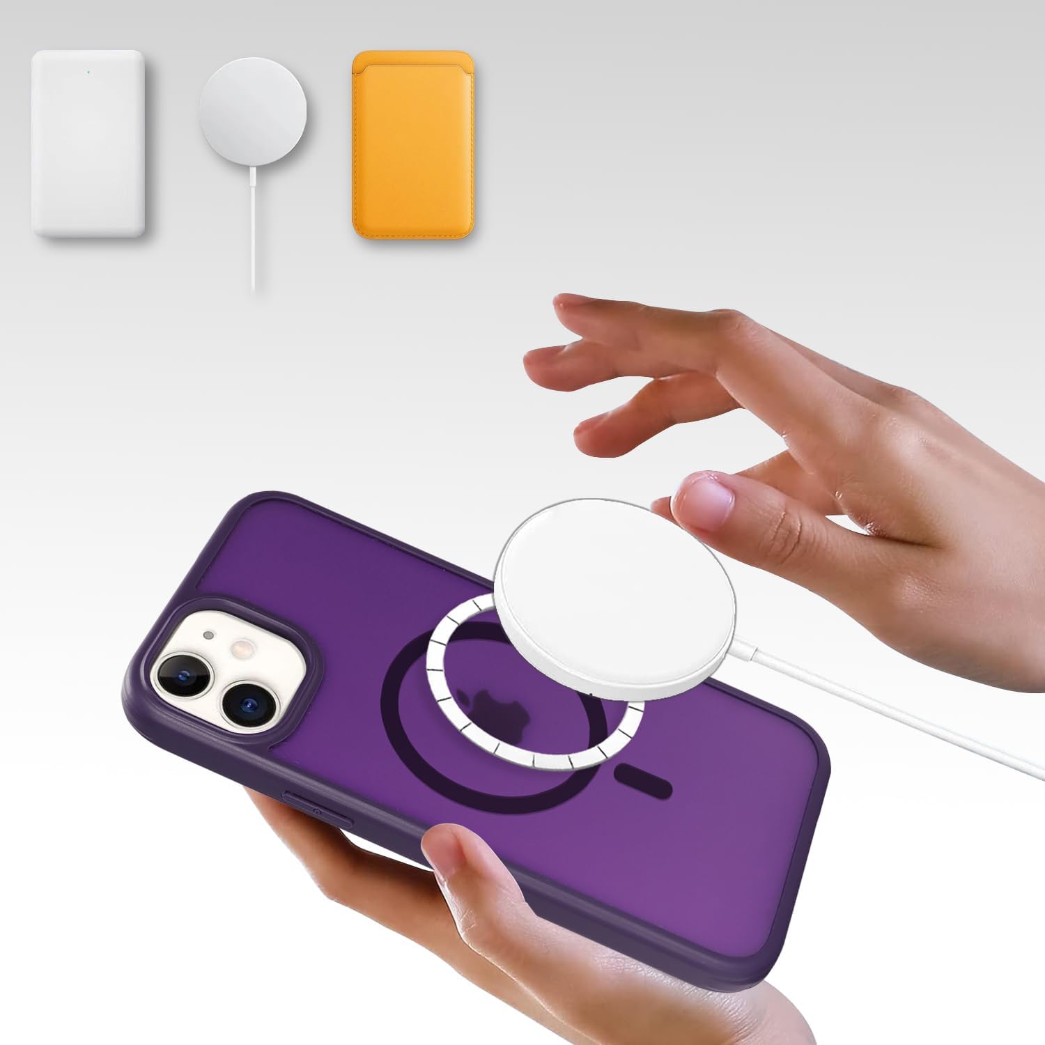 for iPhone 12/12 Pro Case with Built-in Screen Protector Anti-Scratch,for Apple iPhone 12/12 Pro Protective Phone Cases,Compatible with MagSafe for Men Women-Dark Purple - Image 4