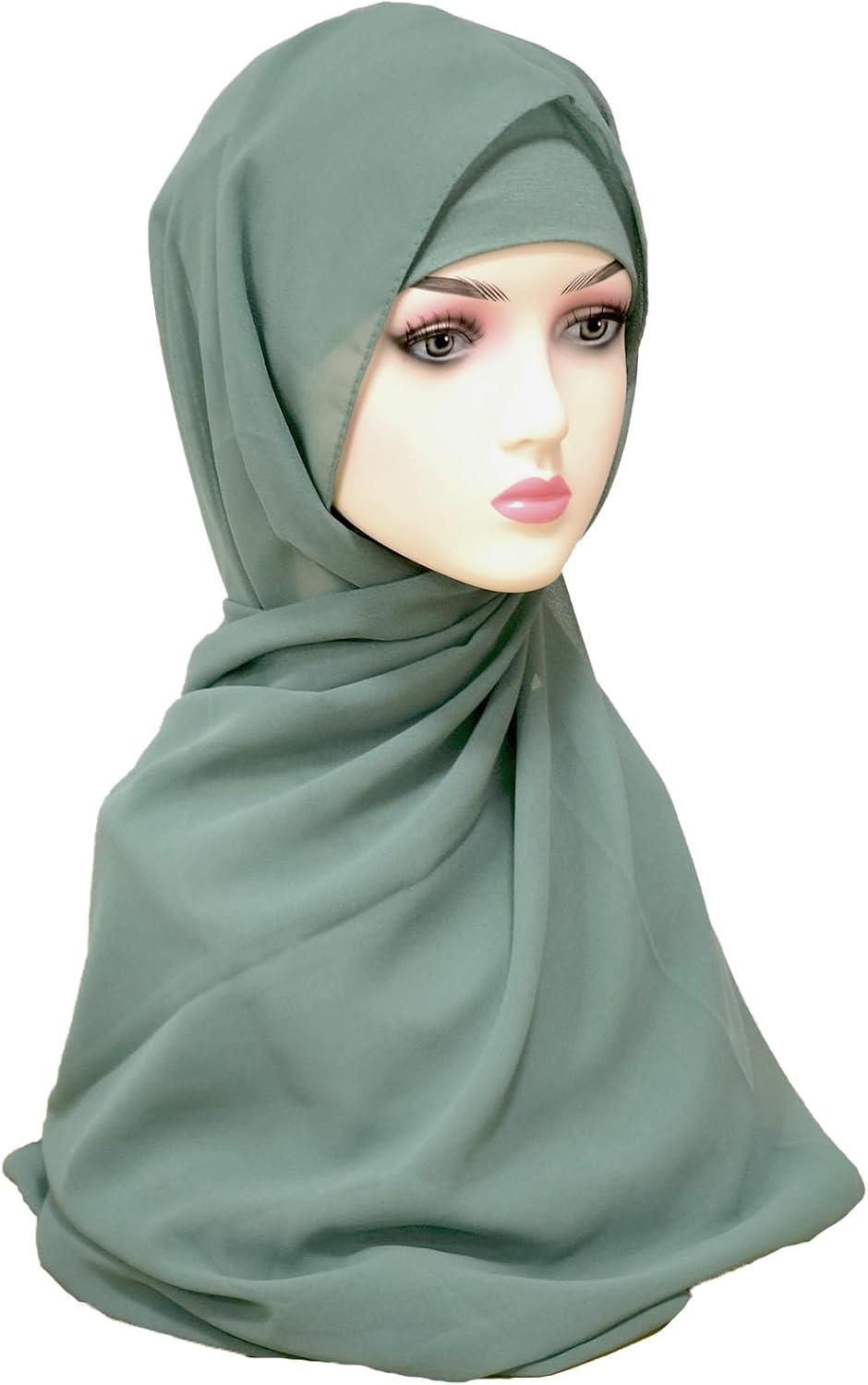 Chiffon Hijab with Undercap Solid Color Muslim Hijabs Scarf Head Wraps Long Hijabs For Women