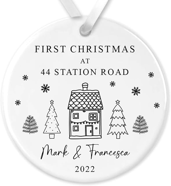 Personalised First Christmas In Our New Home Bauble, Custom 1st Xmas in New House Ornament, Housewarming Gift, New Home Gift, Tree Decoration, Ceramic Ornament, Moving House Present, Couples Gift