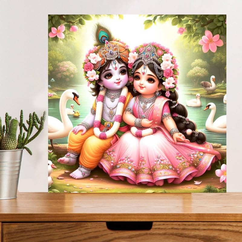 Image of British Terminal Cute little Bal Gopal Baby God Krishna| Kanha Ji | Laddu Lord Makhan Chor Painting Religious Poster for Pregnant Women for wall (matt thin vinyl,sticker,multicolor,unframed)| bj366