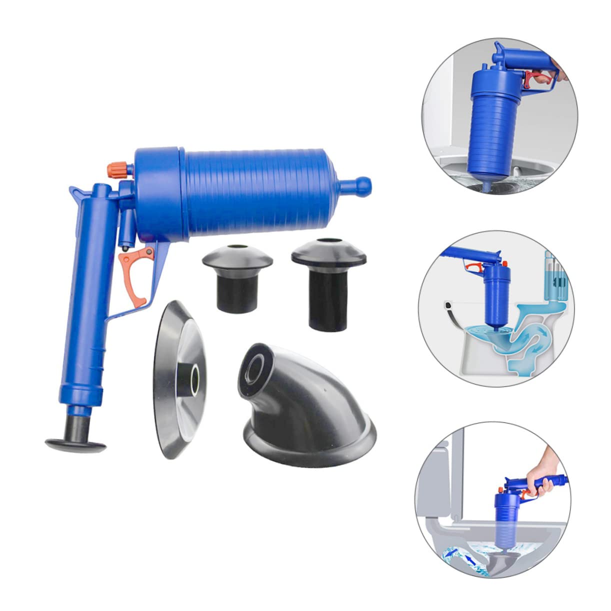 Déboucheur de Canalisations à Air Puissant, Ventouse Robuste pour Toilettes et Évier, Abs, 1 Set pour Salle de Bains Cuisine