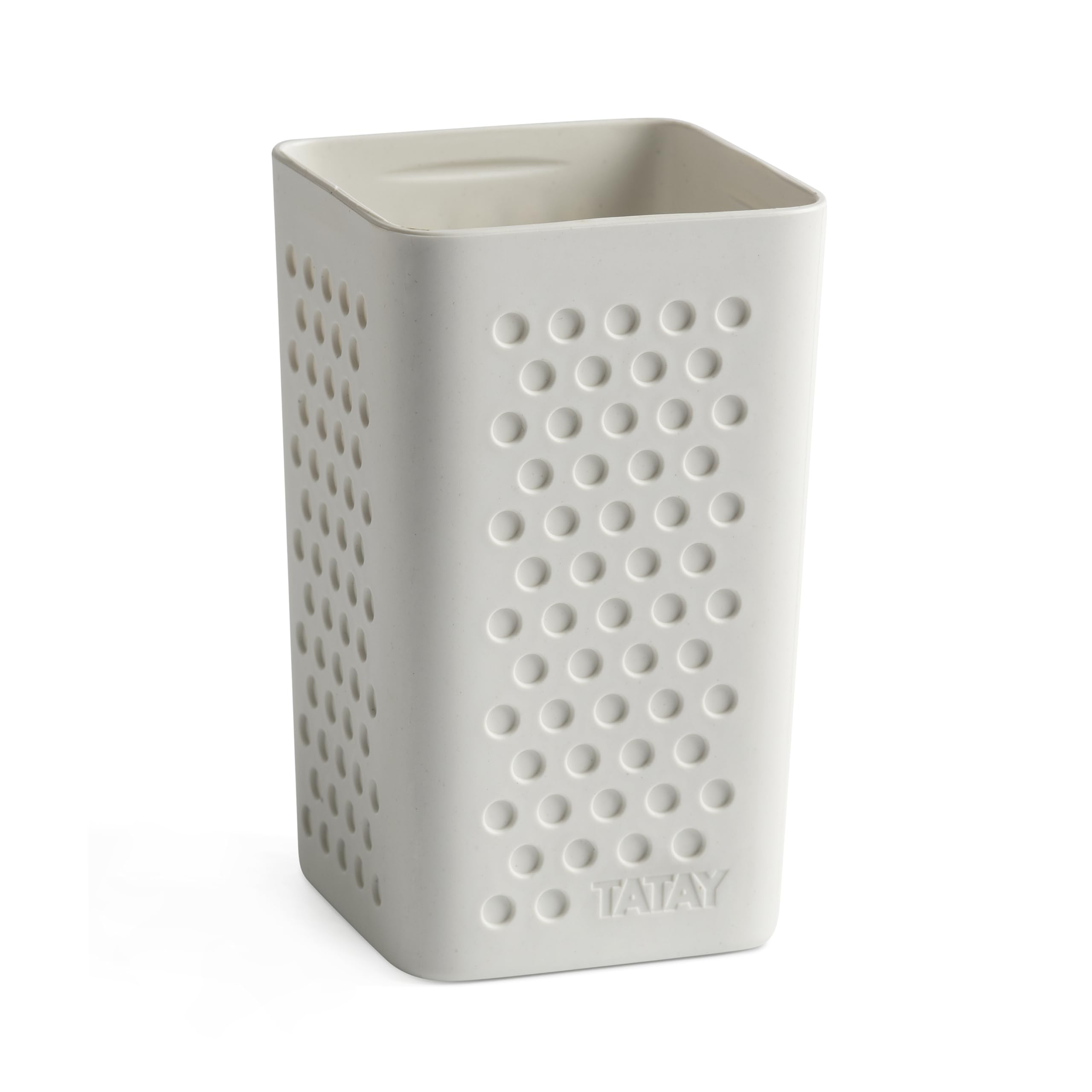 TATAY Toothbrush and Toothpaste Cup Bohol, Polypropylene, BPA Free, 100% Recycled Plastic, White, Measures 6.5 x 6.5 x 11 cm