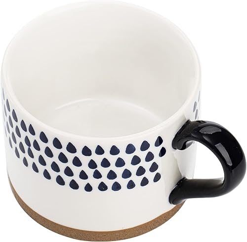 Miniatura 3 de SOUJOY Juego de 4 tazas de café de porcelana, tazas de café pintadas a mano de 15 onzas con asas, tazas grandes de cerámica esmaltada para té,