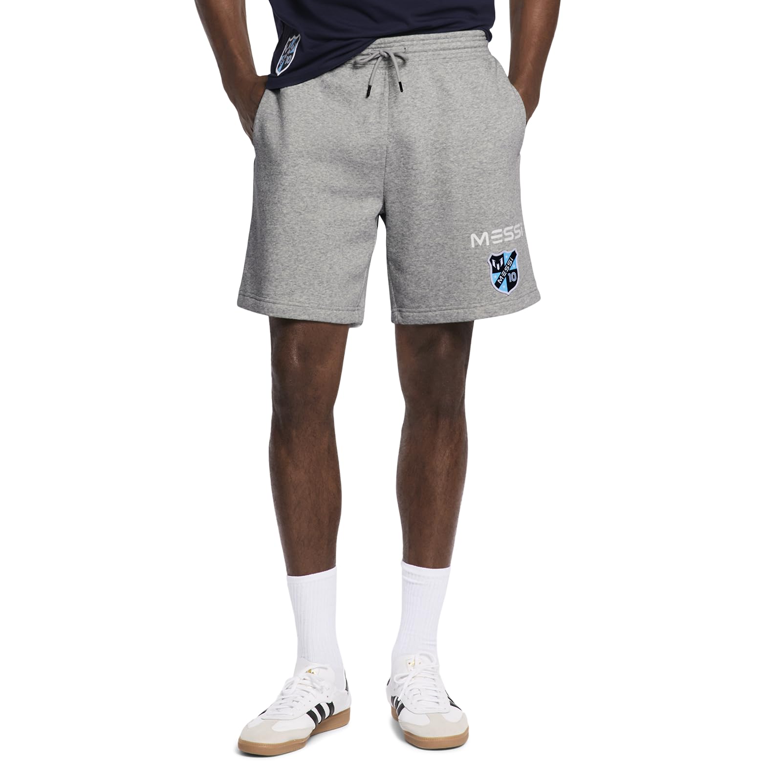 Messi Men's Lifestyle Fleece, Jogger Short with Drawstring Closure, Comfortable Fit, Heather Grey
