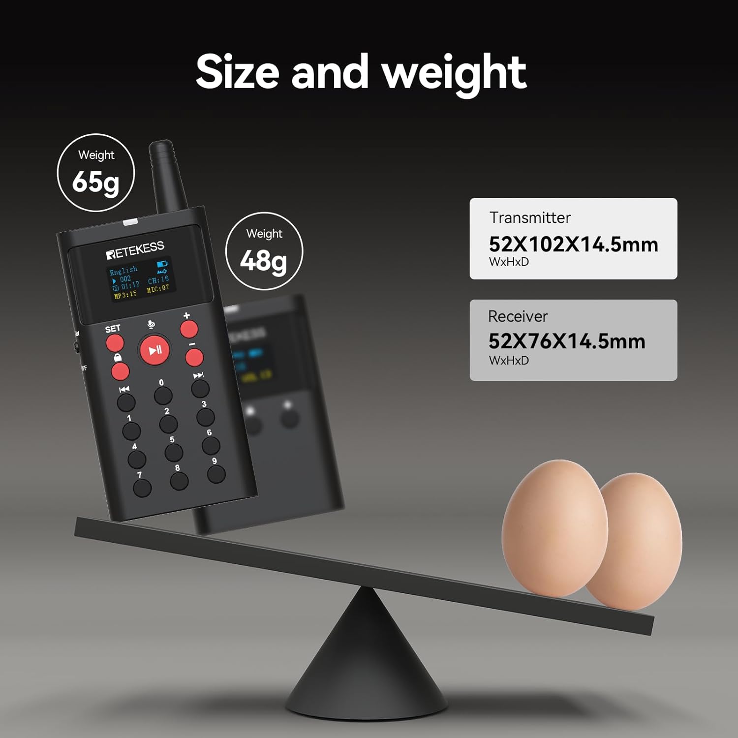 Retekess TT127 Wireless Audio Tour Guide System, Automated Tour Guide System, Supports 41 Languages, 16GB Storage, Dual Explanation Mode for Tourism Activities (1 Transmitter)