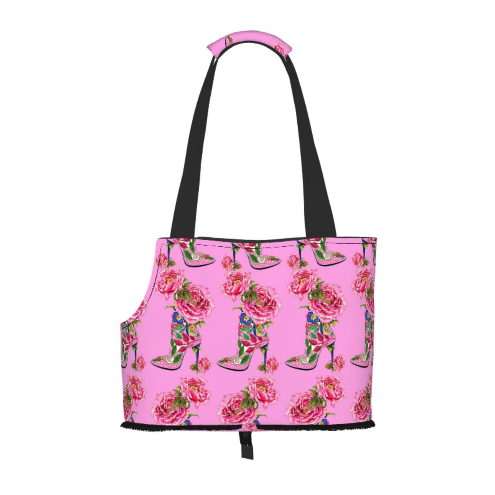 Soft Sided Travel Pet Carrier Tote Hand Bag High-Heeled-Shoes-Shrubby-Peony Portable Small Dog/Cat Carrier Purse