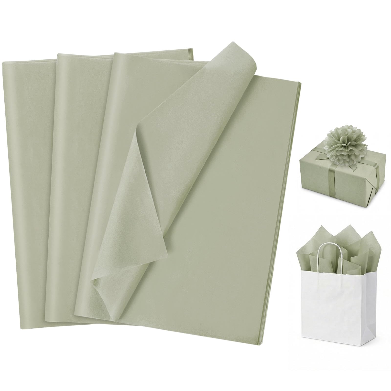 120 Sheets 14 x 20 Inch Sage Green Tissue Paper for Gift Bag