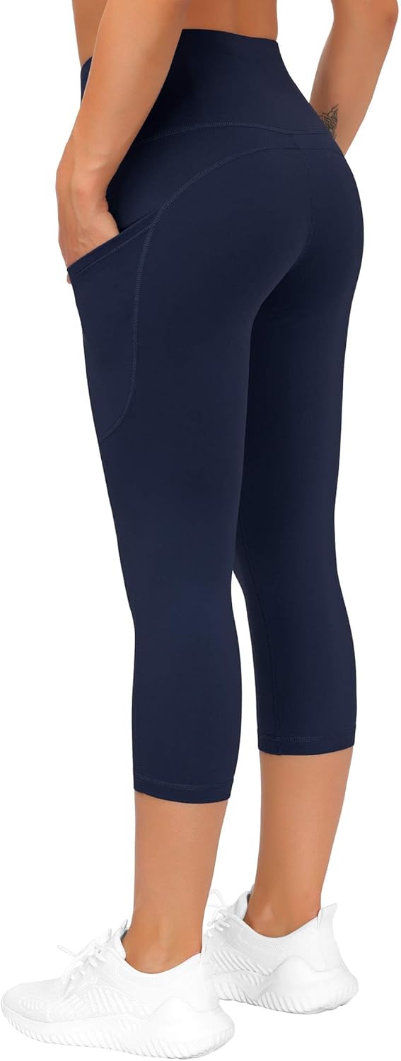 THE GYM PEOPLE Thick High Waist Capris Yoga Pants with Pockets, Tummy Control Workout Running Yoga Leggings for Women - Image 5