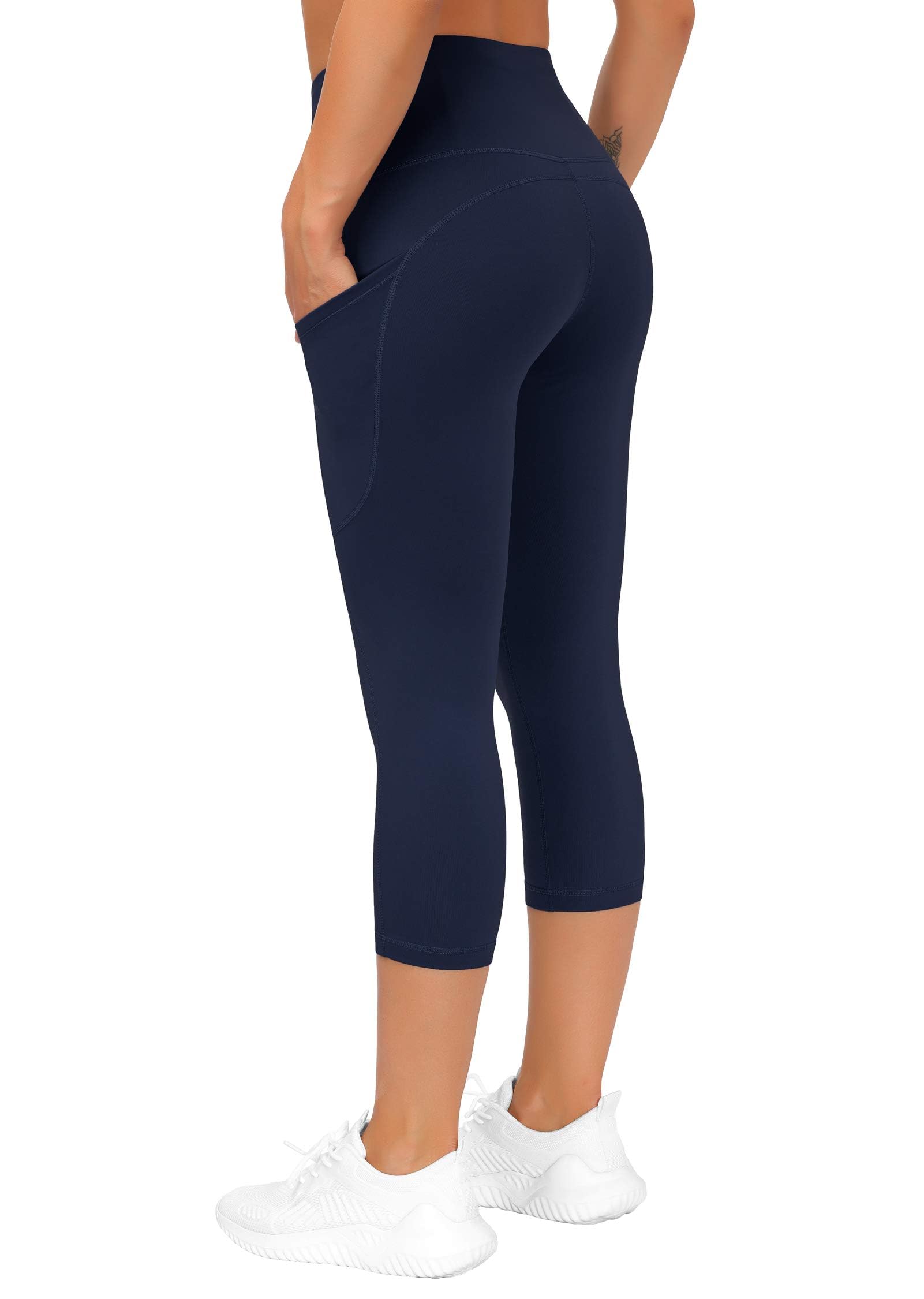 THE GYM PEOPLE Legging Sport Femme 7/8 à Taille Haute avec Poches pour Contrôle du Ventre - Yoga, Entraînement, Course à Pied, Quotidien