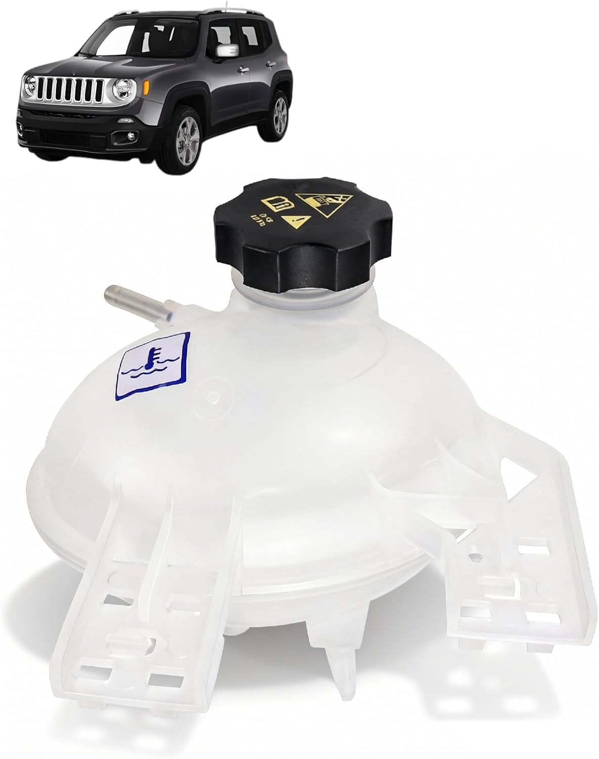 Engine Coolant Reservoir Expansion Tank with Cap & Sensor Compatible with Jeep Renegade Compass Fiat 500X 2.4L - Radiator Overflow Bottle Replacement 68327756AA 68250057AC 603-841