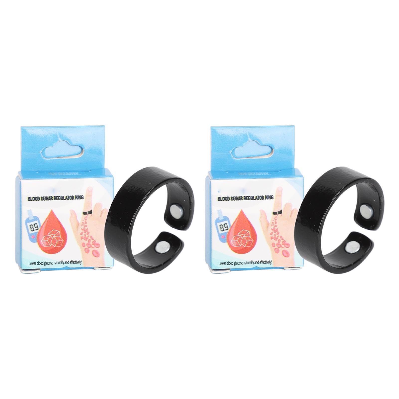 Anillo de Control de Azúcar en Sangre de Acupresión de 2 Piezas, Equilibra la Producción de Insulina, Alivia el Dolor, Mejora el Sueño, Diseño Ajustable, Promueve el Bienestar