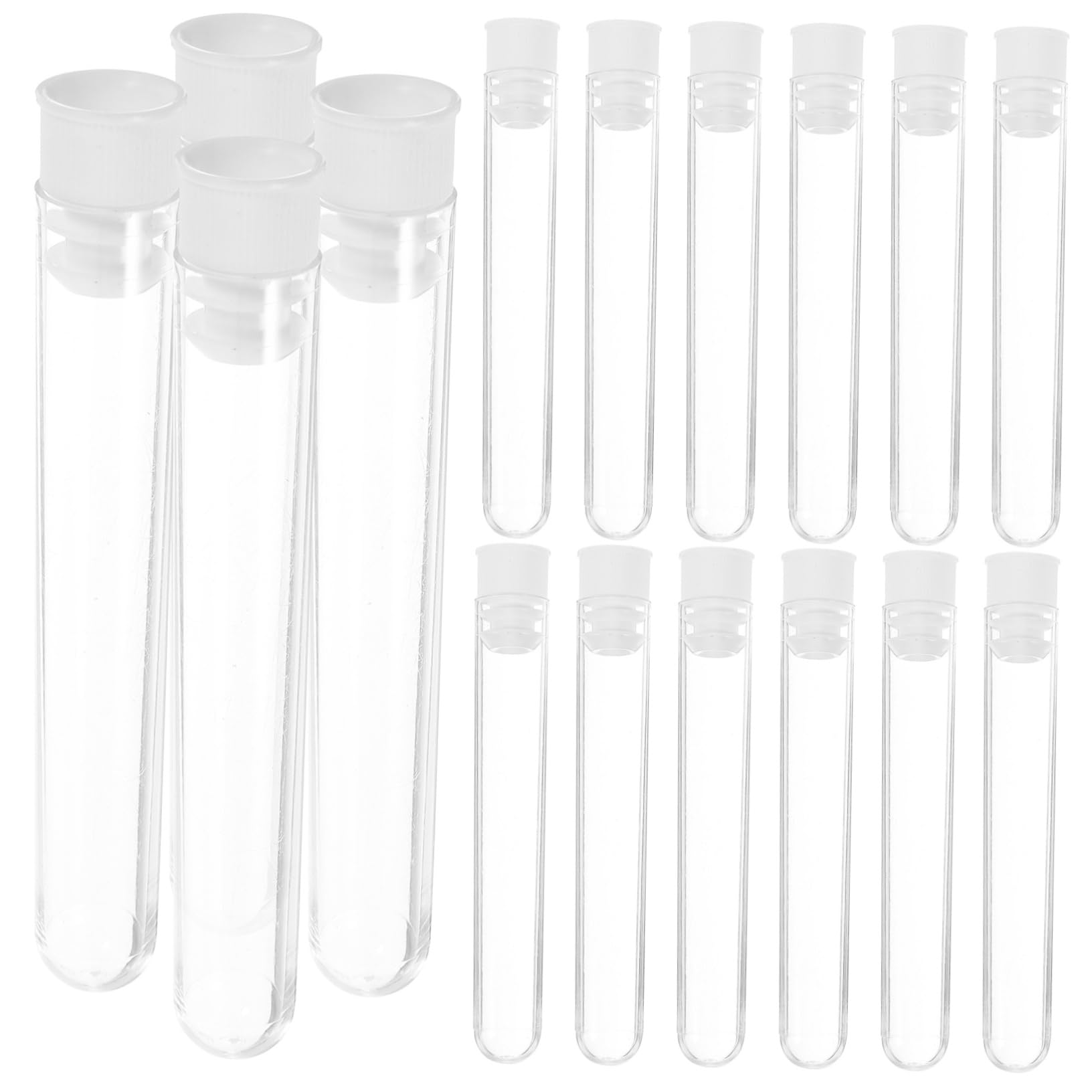 250piezas Probetas De Plástico Transparentes Tapas Para Experimentos Científicos y Fiestas Infantiles Tubos De Ensayo Portátiles Para Niño Niña