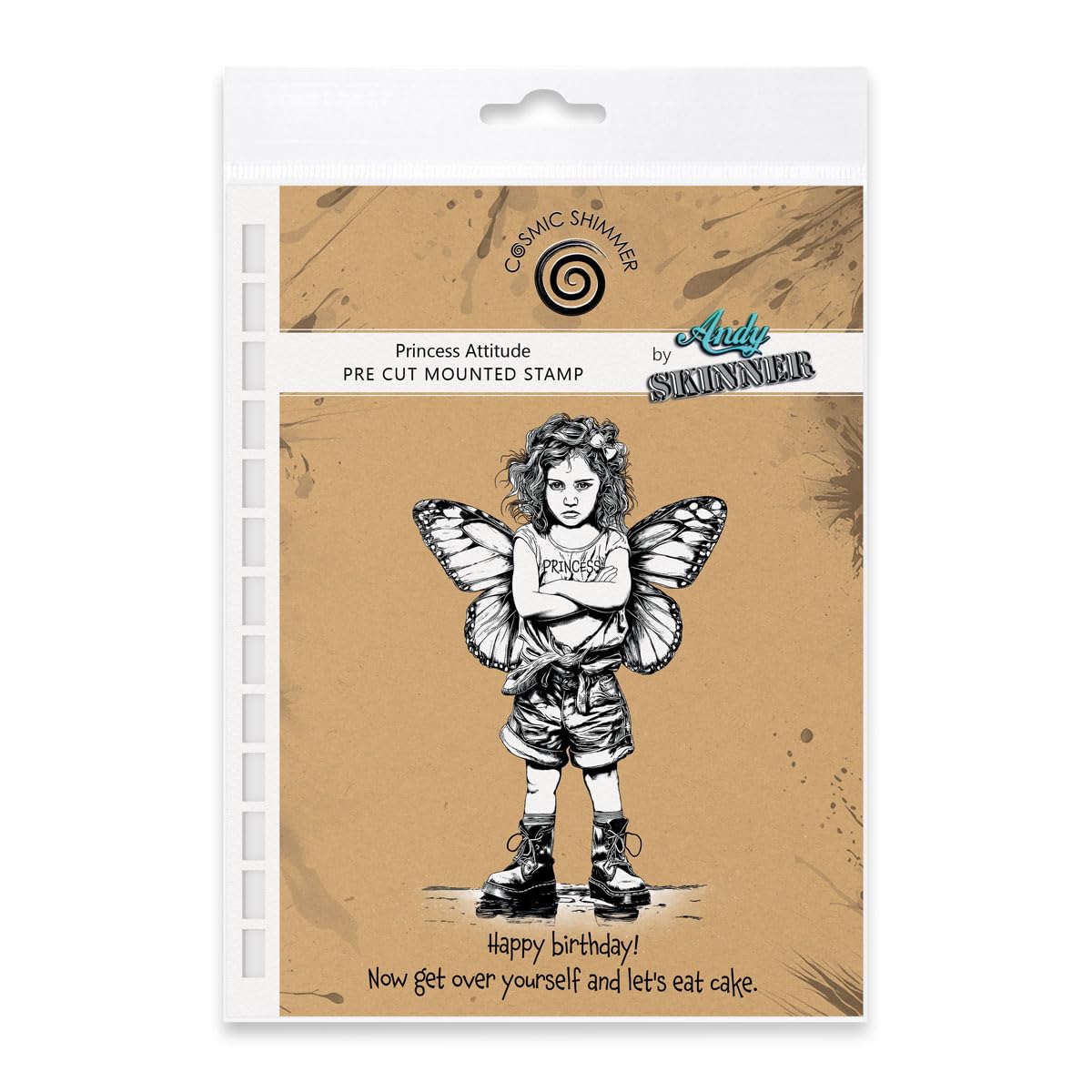 Cosmic Shimmer Red Princess Attitude Pre Cut Rubber Stamp Set By Andy Skinner & Katy Sue. Creates Image 117X73mm, Words 90X9mm & 37X10mm For Stamping In Mixed Media, Art Journaling & Card Making