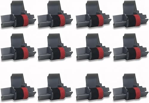 IR-40T x [Paquete de 12] Cartucho de cinta de rodillo de tinta negra y roja compatible con Casio Canon y calculadoras de impresión Sharp y cajas