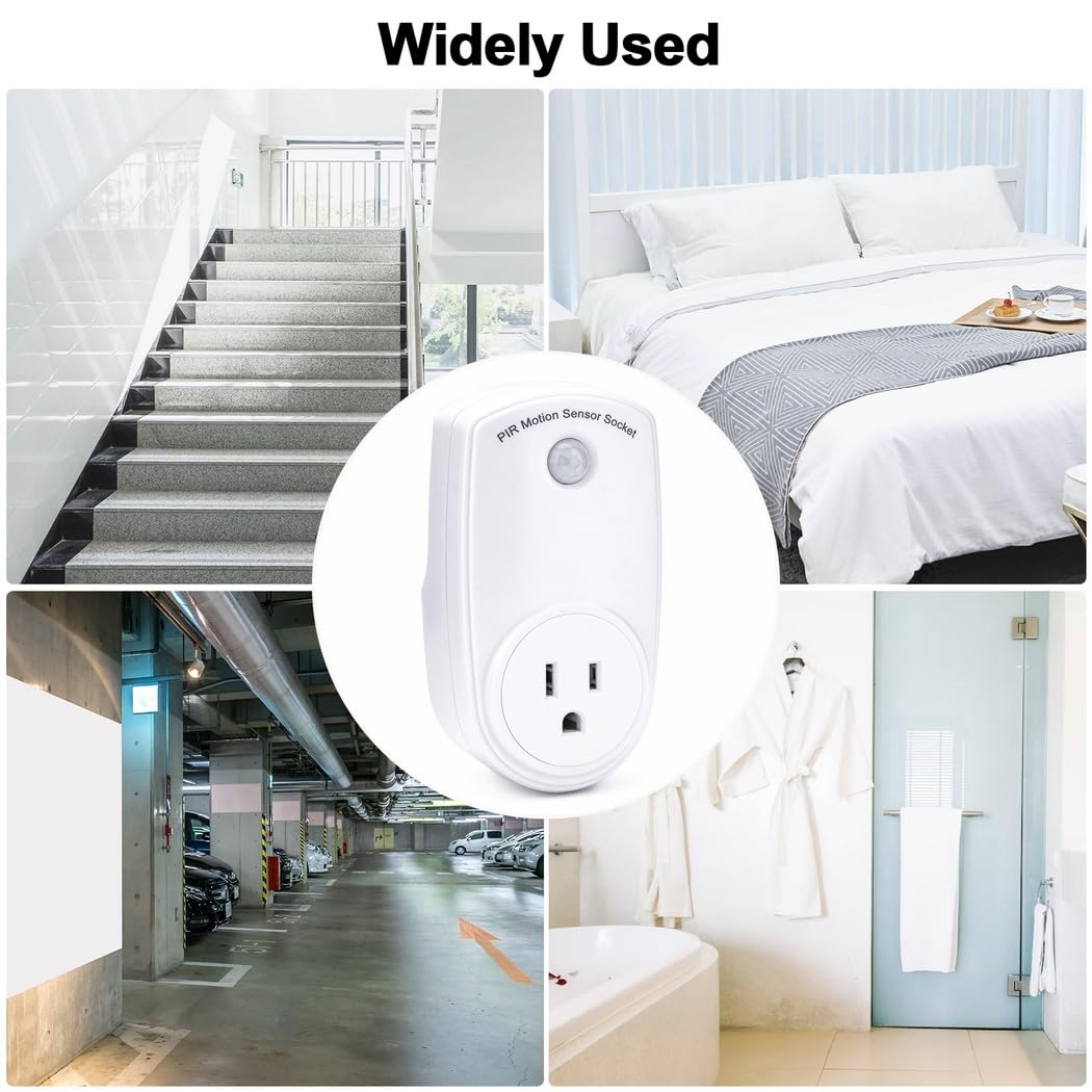 120 Wide Angle and 19 7Ft Range 4 Pcs Motion Sensor Outlets Pir Motion Sensor Light Plug in — view 7