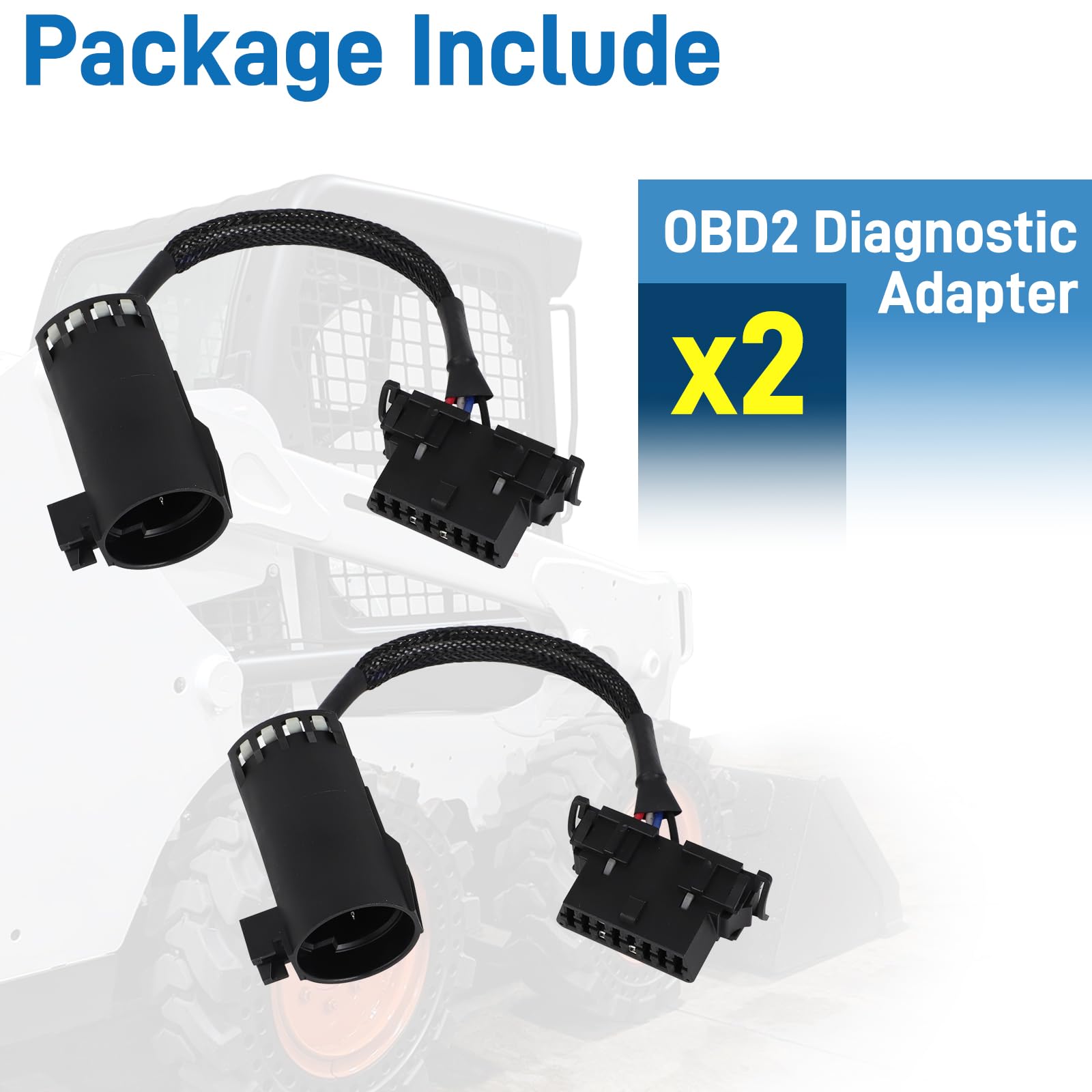 Adattatore diagnostico OBD2 compatibile con analizzatore di servizio diagnostico v90, strumento diagnostico OBD2, cablaggio connettore cavo per Bobcat, 2 pezzi, nero