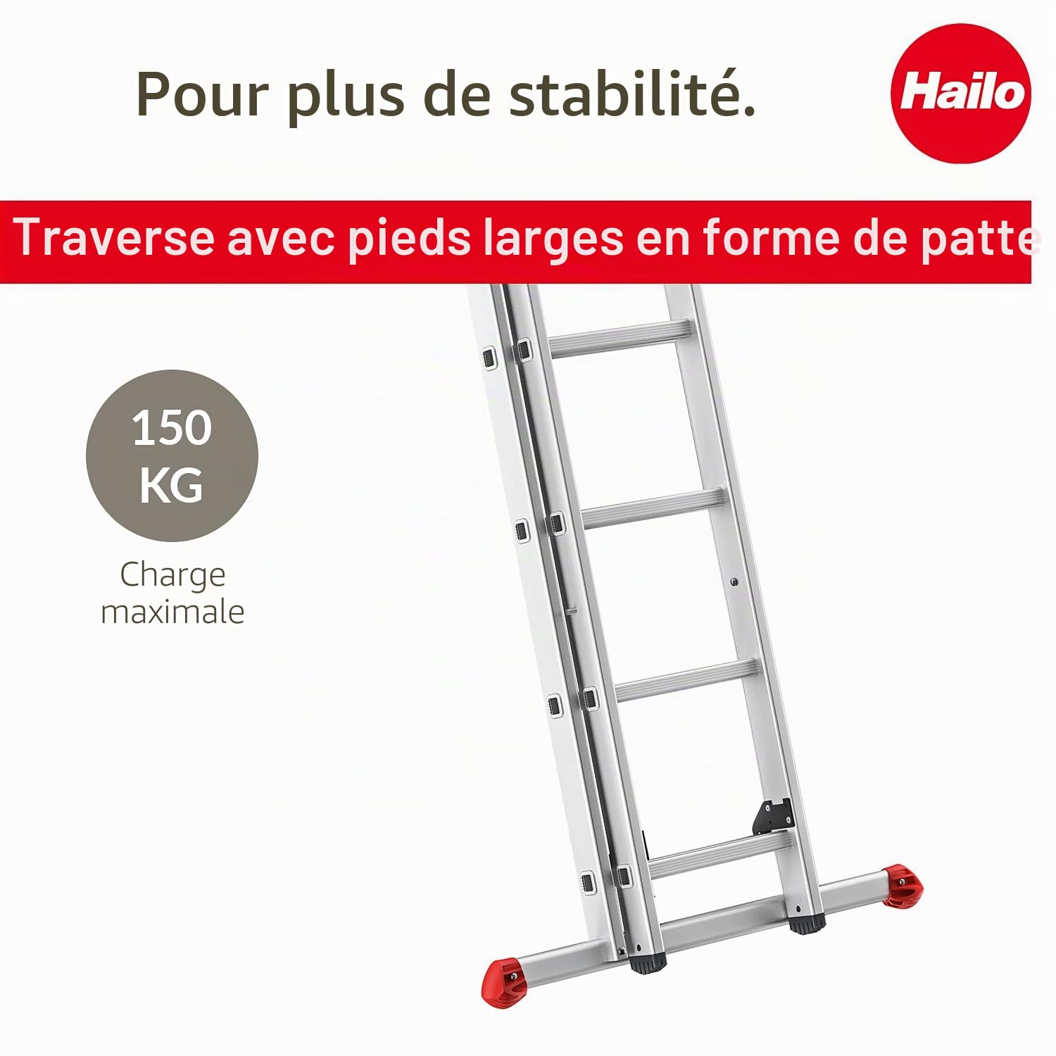 Echelle coulissante à Main 2 Plans 2x12 échelons 6m/6,75m en Aluminium Hailo ProfiStep Duo